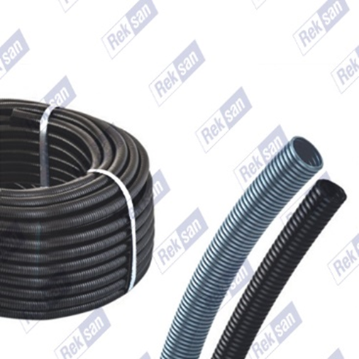 Rex - Flex Polipropilen (PP, Polypopylene) Spiral Boru (RAL 7001 - Gri) (RAL 9005 Siyah)